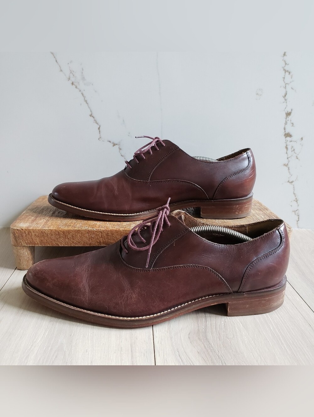 Cole Haan Derby Oxfords Mens 12 Burgundy Brown Leather